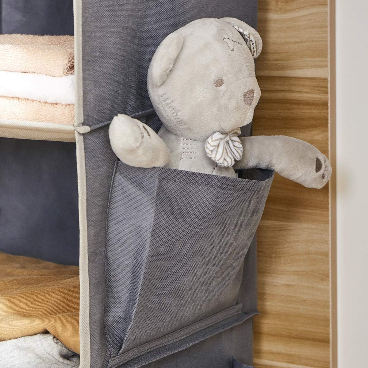 YOUDENOVA Hanging Closet Organizer and Storage, 6-Shelf Closet Hanging Storage Shelves, Grey - Image 7